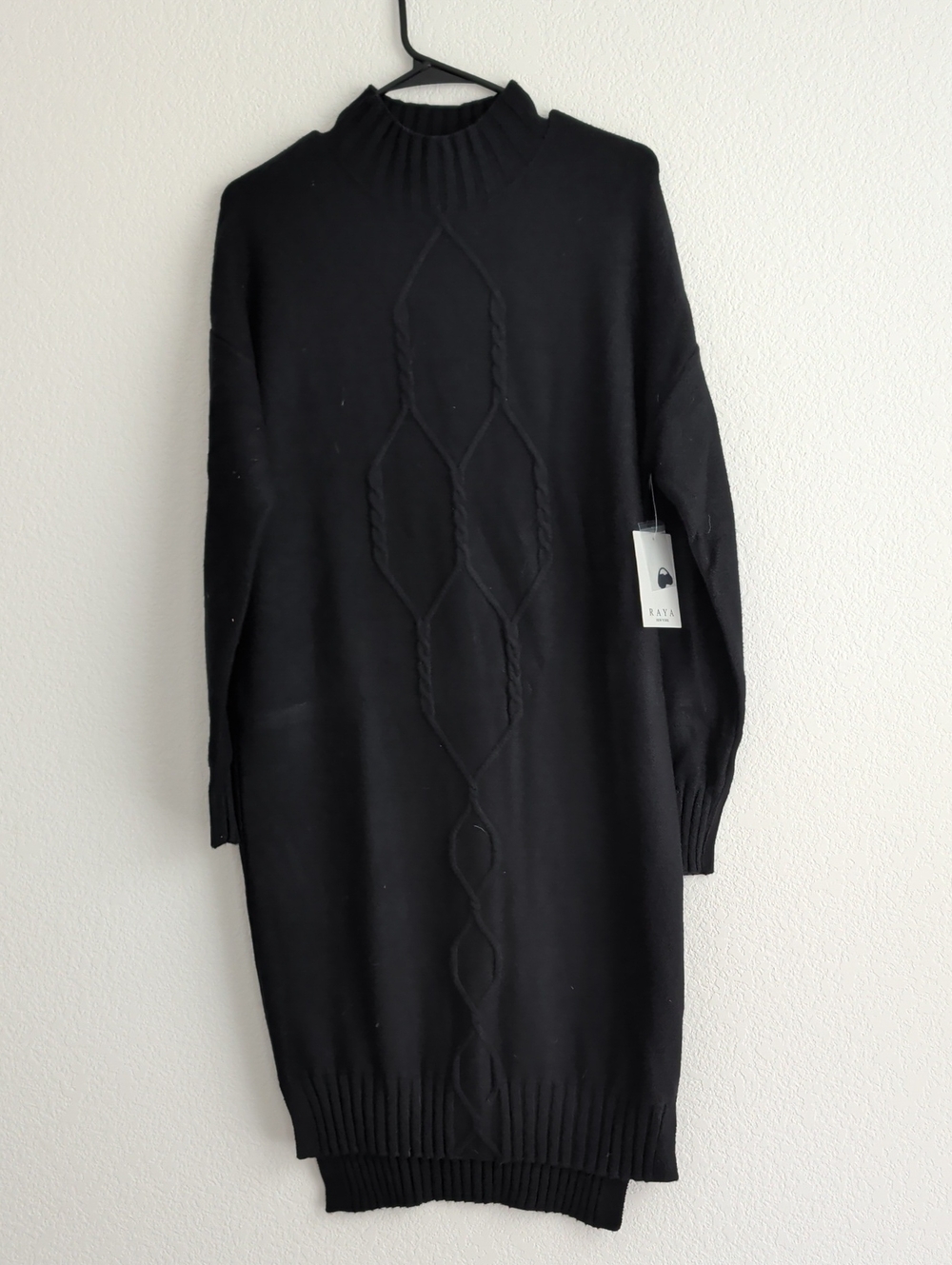 Women's Black Cable-Knit Sweater Dress